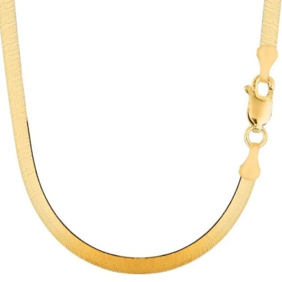 14k Solid Gold Herringbone Necklace | Real Gold Herringbone Necklace | 16 inches - Picture 1 of 10